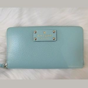 New Kate Spade Robins Egg Blue Zip Wallet